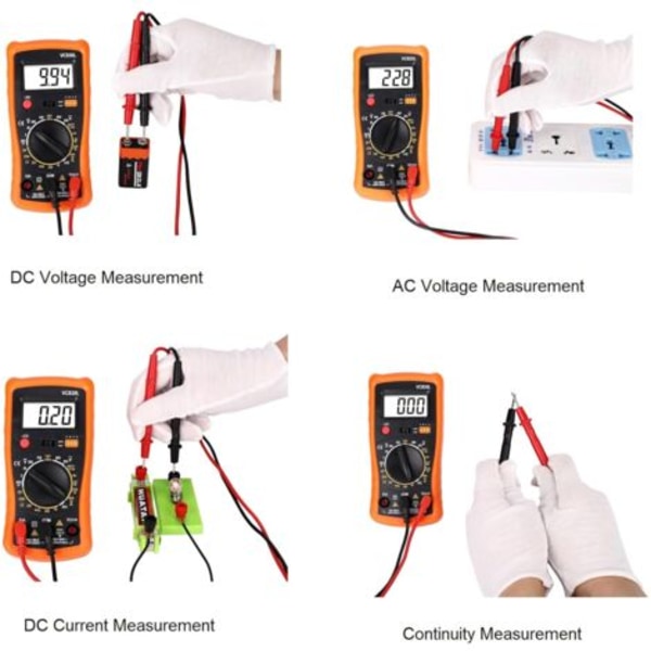 Digital Multimeter, Professionell Elektrisk Testare, Voltmeter/Resistans/Kontinuitet/Dioder Användbar för Laboratorier