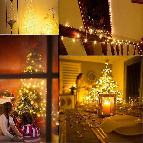Adoric USB LED-ljusslinga | Koppartråd 10M 100 st | Vattentät IP65 | med USB-port Stämningsbelysning Ljusslinga för inomhus och utomhus, jul, rum