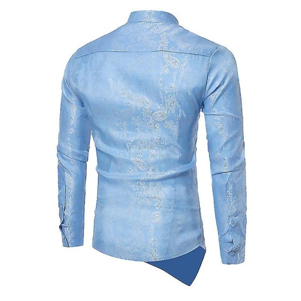 Smokingskjorta för män Slim Fit Långärmad oregelbunden fåll Utförande Smokingklänning Topp light blue M