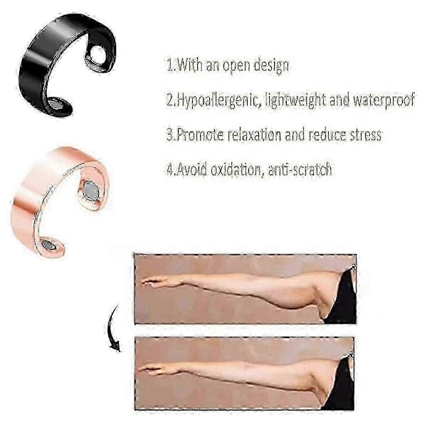 4-pack Lymfdränage magnetiska ringar, Justerbara lymfdränage ringar med magnetterapi