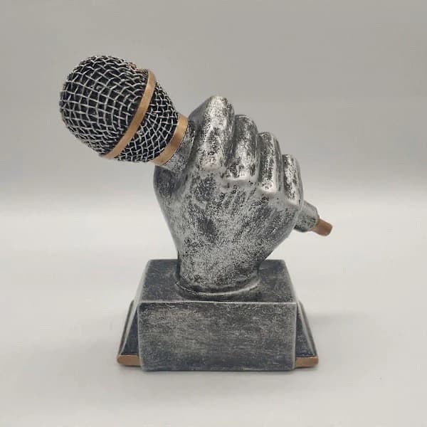 Mikrofon Trofé Pris Mikrofon Skulptur Harts Trofé Heminredning Guld