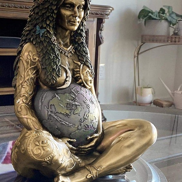 Gaia Millennial Gaia Staty Moder Jord Gaia Konst Staty Moder Jord Gudinna Staty Påskgåva Trädgård