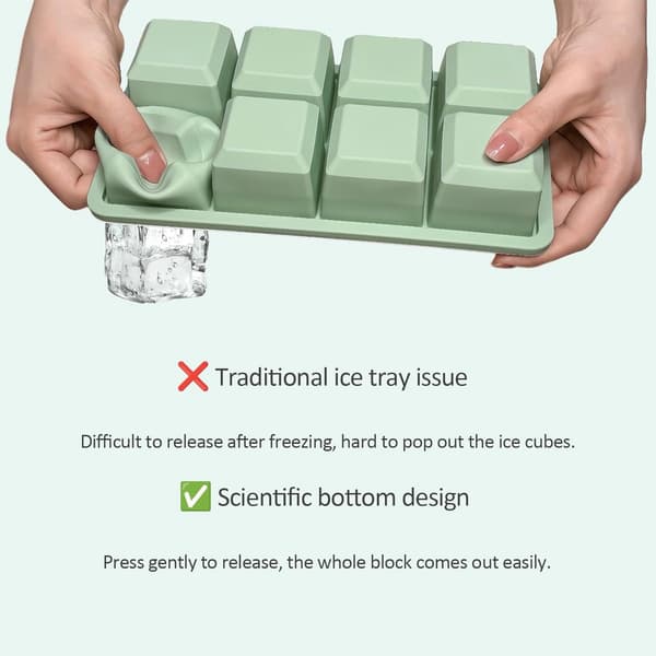 2-pack stora isbitsformar med lock, 2-tums silikonisbitsform för whiskycocktails vin, enkel frigöring, mintgrön