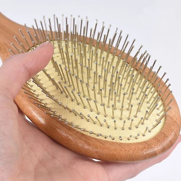 Trä Stål Nålborste Hårborste Hårbottenmassage Förbättra Hårhälsa Trä Paddel Utredningsborste