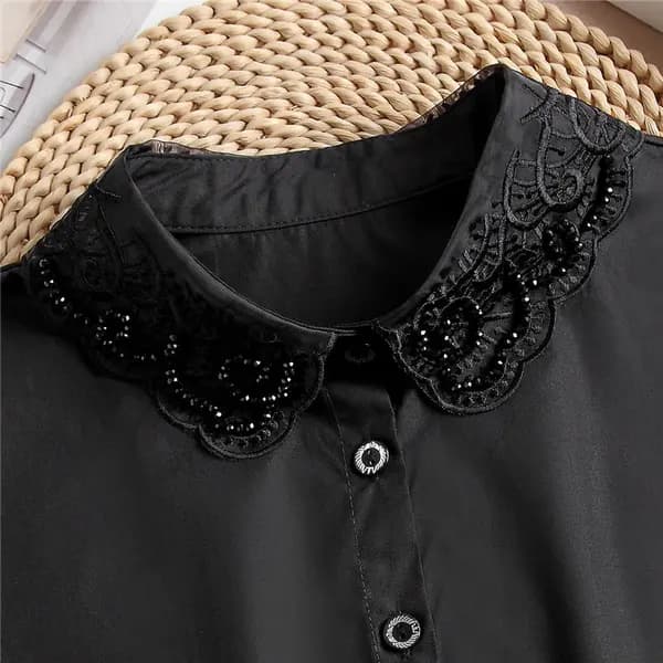 Set of 2 Women's Blouse Collars - Detachable Pointed Collar Basic - Collars for Women - Ruffles / Frills ...