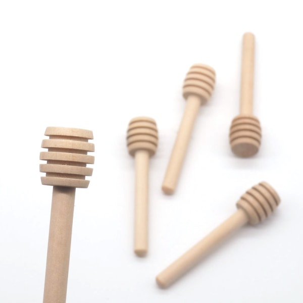 3 Mini Honey Dipper Sticks av trä - 100 st, träfärg