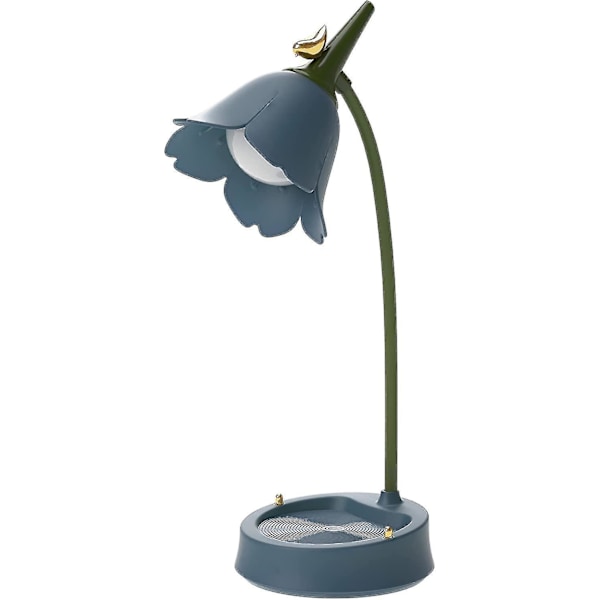 Skrivebordslampe for barn, dimbar LED-bordlampe med 3 fargetemperaturer for lesing, studier, arbeid - kirsebærblomstpulver høstbølge blå