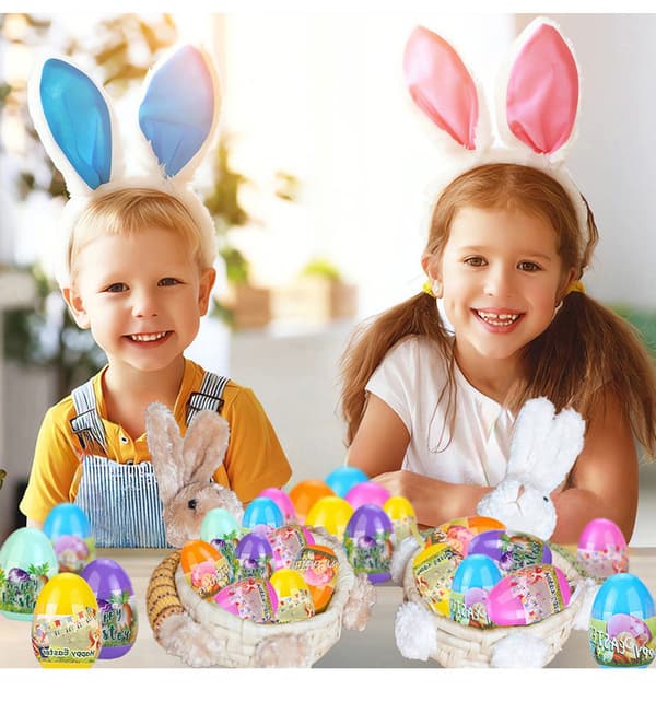 20 Pre-filled Easter Eggs Filled with Squishy Toys for Kids, Easter Eggs to Fill for Easter, for Easter Theme, Party, Hunt, Easter Baskets