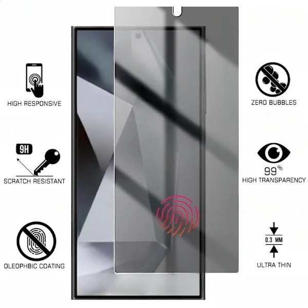 2 st Sekretess Härdat Glas för Samsung S24 Ultra Anti-Spy Skärmskydd S22 S23 S24 Plus S21 FE Anm. 20 10 Skyddsglas för S24 Plus For S24 Plus Anti Peeping