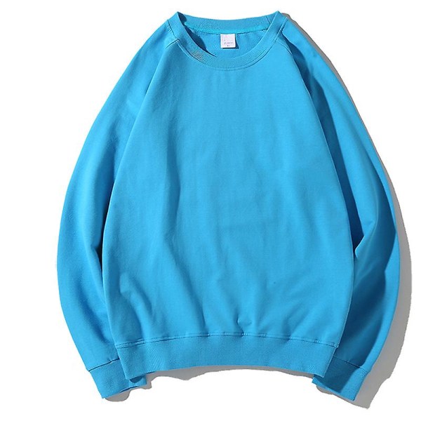 Vanlig Pullover Sweatshirt Sweater Jumper Topp för män och kvinnor Blank Light Blue 2XL