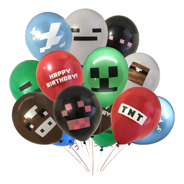 Pixelerade ballonger, spelfestdekor (24 st, flerfärgad)