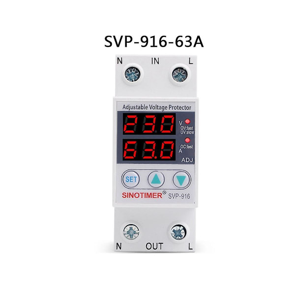 TS-Home Användning Dubbel LED-Display 63a Din-Skena 230v Justerbart Spänningsskydd Relä Med Gräns