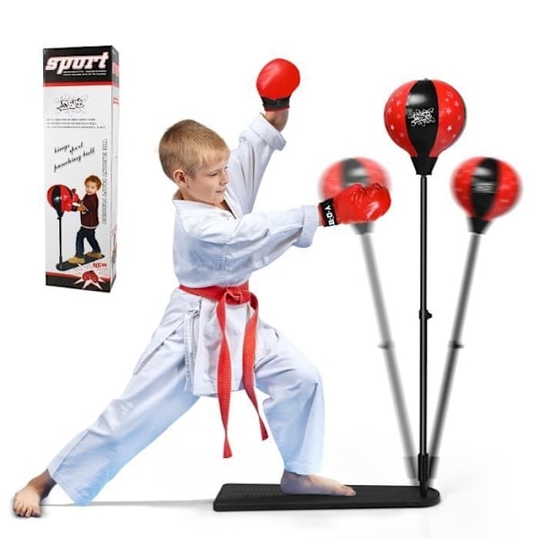 COSTWAY Boxningsboll Boxsäck med Justerbar Höjd 85-130CM, Pump och Boxhandskar Ingår, för Barn Över 8 År.