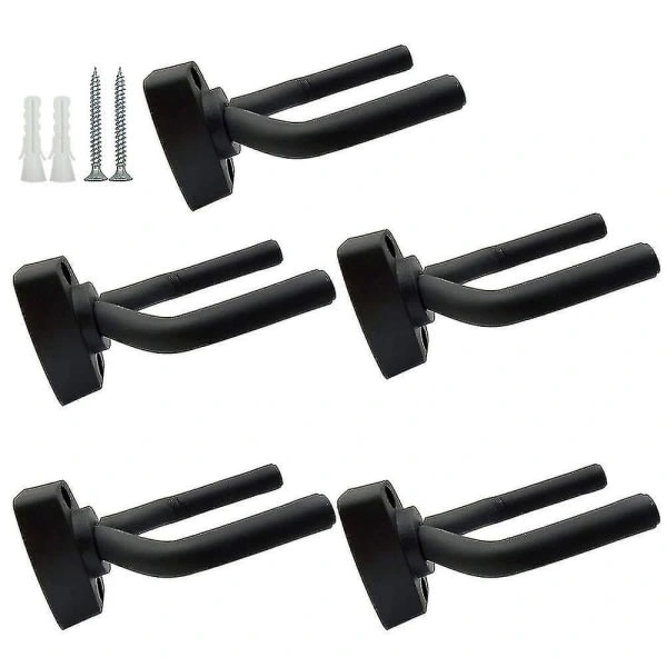 5-pack Svarta Gitarrhängare Väggmonterad Display med Skruvar Passar Gitarrer