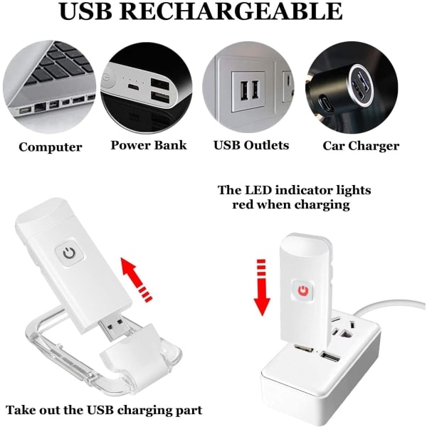 USB-uppladdningsbar boklampa för barn, LED-läslampa för sängen