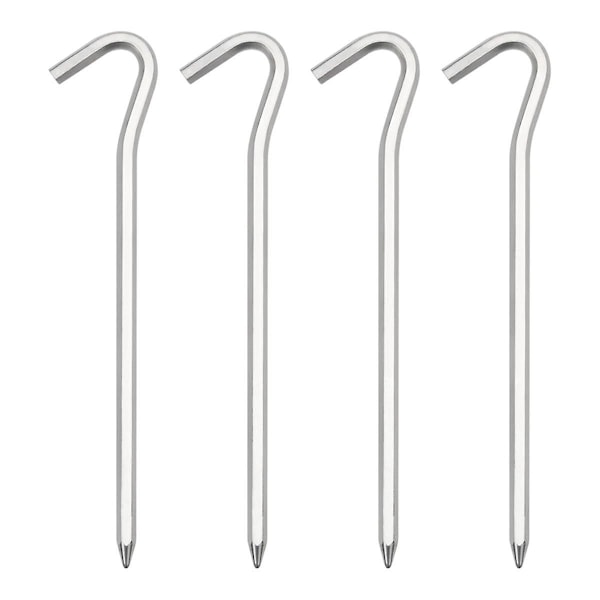 TS-Aluminium Teltplugger, 4 Pakning Sekskant Teltplugger Med Krok 7 Tommer Lange Markiseplugger