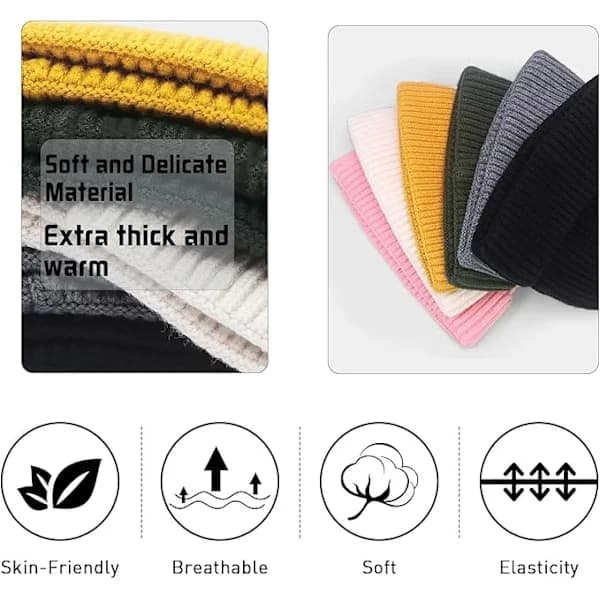 Vintermössa, Unisex Stretchig Mjuk Kant Skullcap, Termisk Randig Upprullningsbar Vintermössa