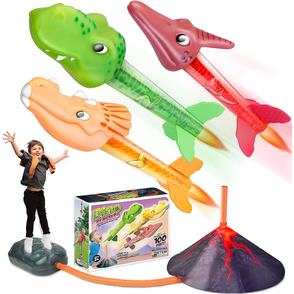 Dinosaur Stomp Toy Raketleksak för barn Raketkastare för barn - trädgård utomhusleksaker för barn (3 st)