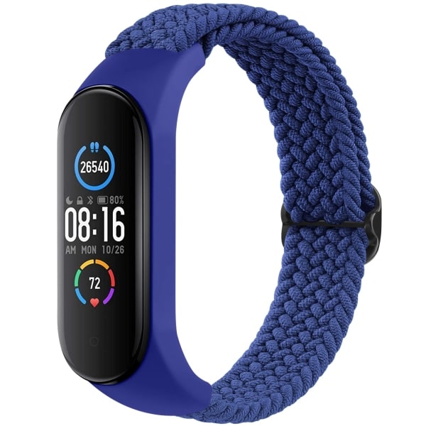 Flettet urrem til Xiaomi Mi Band 7 6 5 4 3 Rem Elastisk justerbar armbånd til Amazfit Band 5 Band Udskiftningsarmbånd blå For Xiaomi Mi Band 7