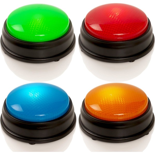 Quiz Buzzers - Set med 4 lätta och ljudstarka buzzers för frågesportspel