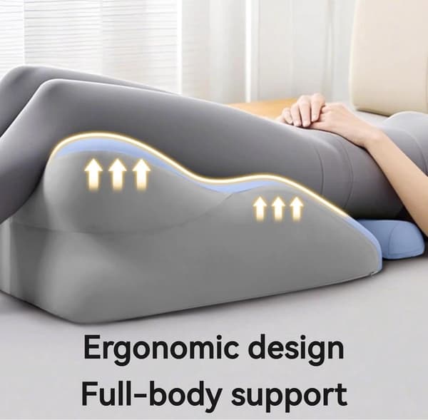 Par kilepude, hukommelsesskum med høj densitet, ergonomisk ben- og rygstøtte, til søvn, læsning og intimitet, blå og grå