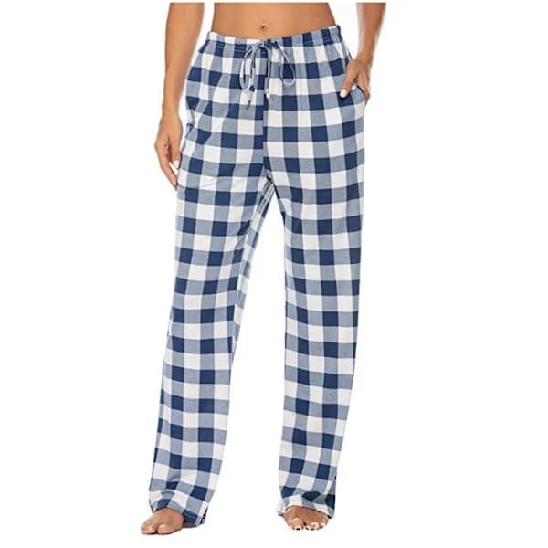 Bløde flannel ternede pyjamasbukser til mænd Blå og Hvid XL Blue And White