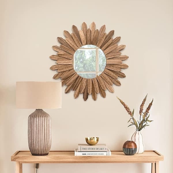 TS-Rund veggspeil med treramme og elegant design