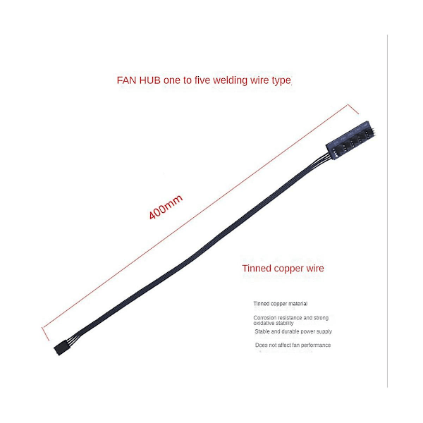 TS-40cm 1 till 5 4-pin Molex Tx4 Pwm Fläkt Cpu Hub Splitter PC Chassi Kylare Förlängningskabel Adapter