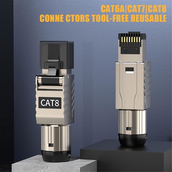 TS-1 stk. Rj45 Cat8 Ethernet-kabelkontakter Rj45 Metall Verktøyfri Enkel Terminering Plugg 2000mhz 40g Lan