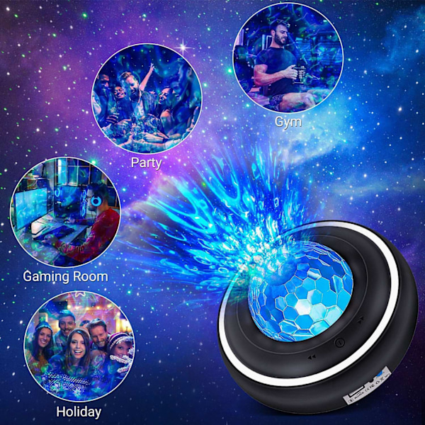 Stjerneprojektor LED Batteri - Galaxy Stjerneprojektor - 2,5t Svart Black LADDNINGSBAR - 2.5h speltid