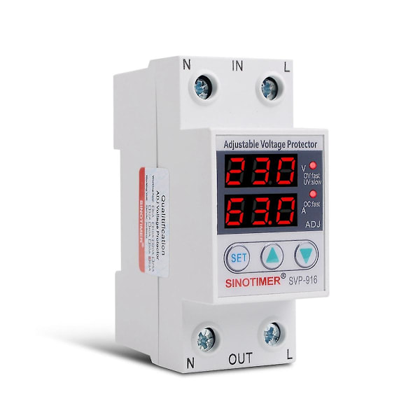 TS-Home Användning Dubbel LED-Display 63a Din-Skena 230v Justerbart Spänningsskydd Relä Med Gräns