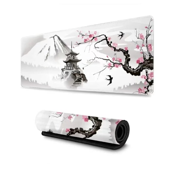 Japansk Kirsebærblomst Hvid Gaming Mousepad Xl  Udvidet Stor Mouse Mat Desk Pad  Syet Kanter Mousepad 31.5 X 11.8 Inch G 2528