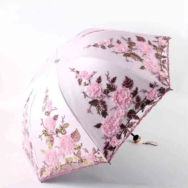Sammenfoldelig Blomsterparaply Regn Kvinder Tre Sammenfoldelig Tilpasset Paraply Kvinde Regnværktøj Unik Parasol Paraply 210401