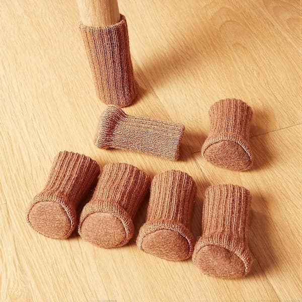 24-pack Stolsockor med Hög Elasticitet, Halkfria Stolsbensskydd Passar 2,5 till 5 cm Diameter, Stickade Möbelskydd (Brun)
