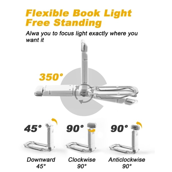 Reading Light USB Rechargeable 2 Brightness Adjustable White