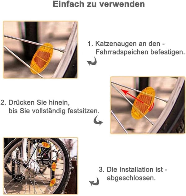Sykkelreflekser, hjuleikreflekser for nattsikkerhet, oransje, 4 stk.