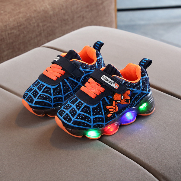 Barn Sportskor Spiderman Lighted Sneakers Barn Led Luminous Skor För Pojkar black black 26