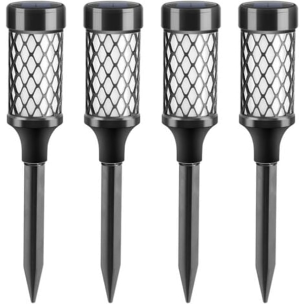 4 stk. Solcellelamper for utendørs bruk, vanntette med høy lysstyrke, LED-lys, for fortau, gårdsplass, uteplass, landskap, hvit