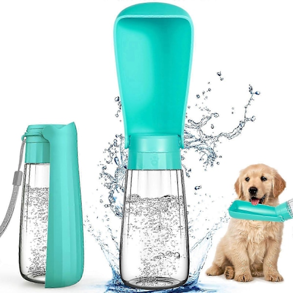 550 ml Portabel Vattenflaska för Husdjur, 150° Vikbar, Roterande Vattenlåsfunktion, Hundvattenflaska för Vandring, Resor, Camping