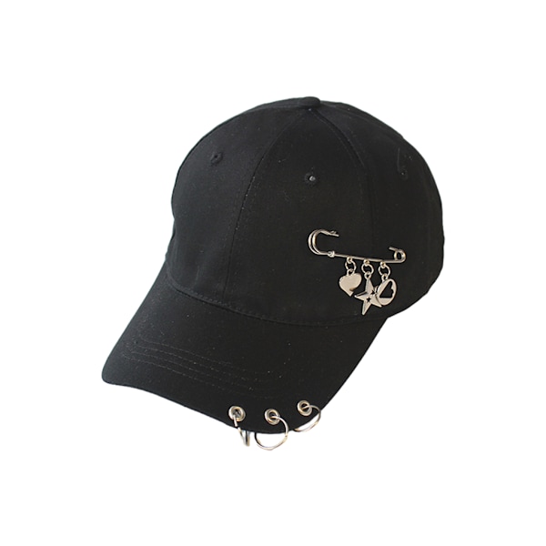 Baseballcaps i Hip Hop-stil i bomull med ring-baseballdekor Pin Black