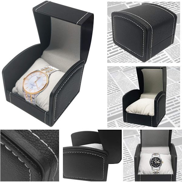 Klockbox, PU-läder Fyrkantig Klocka, Klocka Smycken Armbandsurhållare Enkel Klocka Resefodral