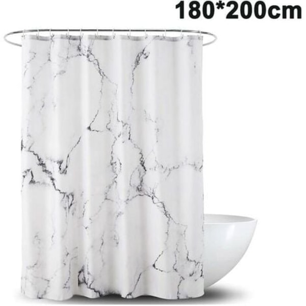 Duschdraperi i marmor, Anti-mögel, Antibakteriell, Vattentät Polyester med 12 Duschdraperiringar 3D Digitaltryck, Duschdraperier för Badkar