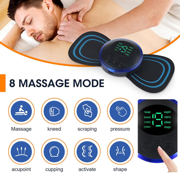 Sinknap 1 set massageplåster 8 lägen 19-växlar Force Low Frequency Puls Hudpassande Ergonomisk design 150 mah batteri Halsmassageapparat Hemförsörjning