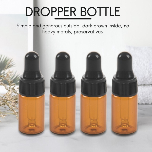 10 st 3 ml tomma bruna droppflaskor av glas med pipett för eterisk olja