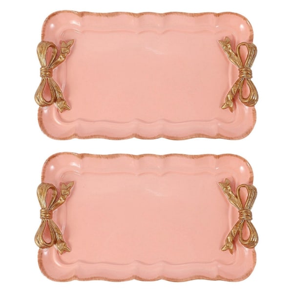 2x europeisk stil rosett tårta förvaringsbrickor Makeup Organizer Dessert tallrik Fyrkantig dekor bricka Kök T