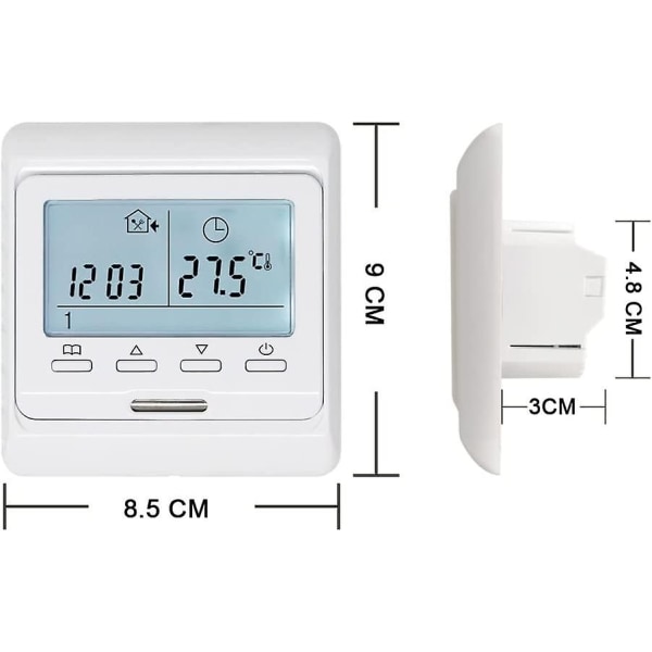 3A programmerbar rumstermostat för elektrisk golvvärme (utan sensor)