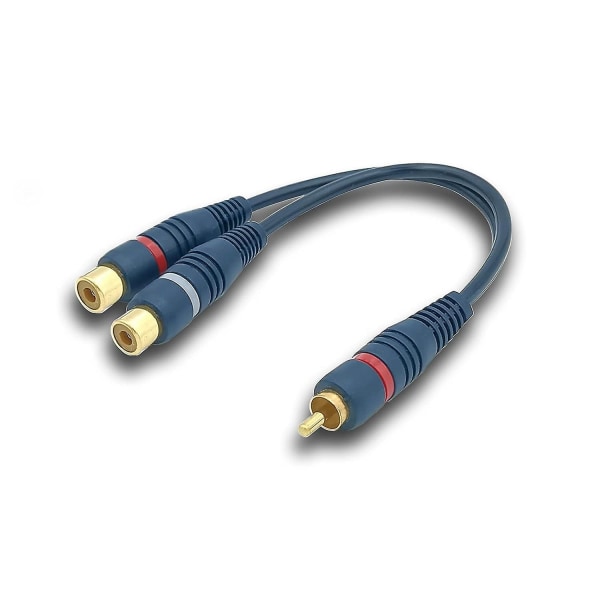 20cm Rca-kabel ljudsplitteradapter Y Cinch-kabel (Rca Y-kabel, 2-pack, blå), Rca-kabel till jack 1 hane till 2 hona Rca-kabel för subwoofer, skivspelare, AV