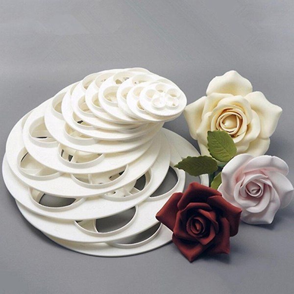 6 st Form Lättvikts rundade kronblad Form Plast Rose Blomma Form för kakor
