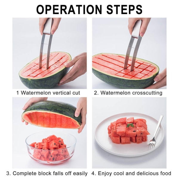 Vattenmelonskärare, vattenmelonskärare i rostfritt stål, sommarvattenmelonskärare, fruktgafflar i rostfritt stål Kniv för familjefester Camping