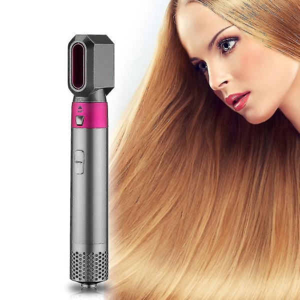 Elektrisk hårfön Hårtork 5 i 1 hårrullare Automatisk plattång för hårföning, vit-